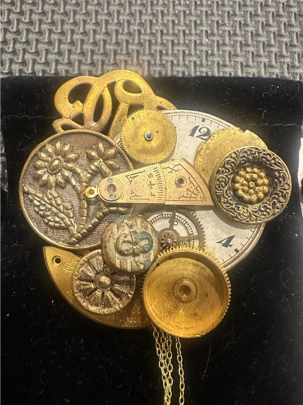 Steampunk Assemblage Brooch Pin